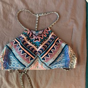 High neck Aztec bikini